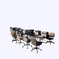 Office Desk Workspace Setup With Office Chair Printer And Multiple Equipment 3d model