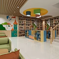School Reception Area With Modern Design Sofa And Colorful Lights 3d model