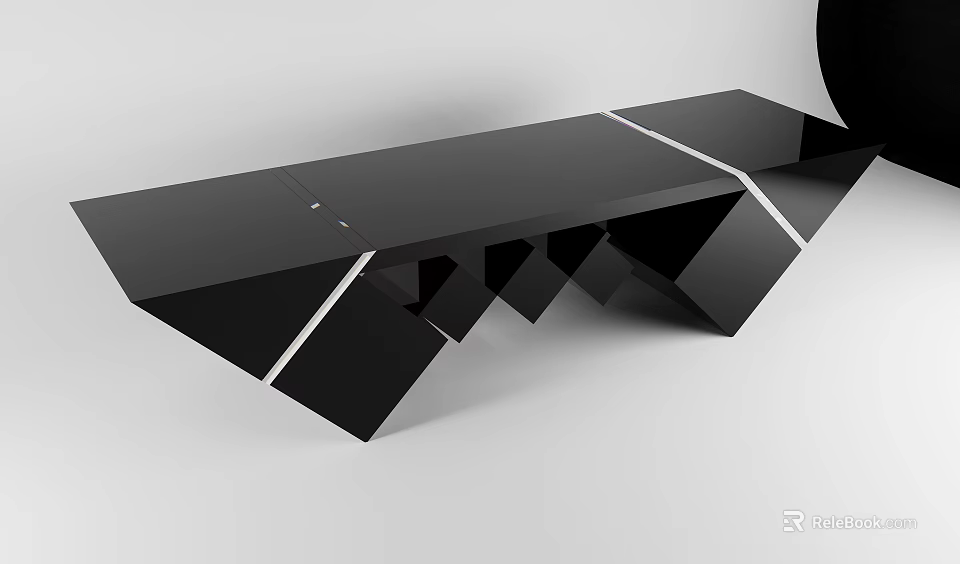 Modern Black Coffee Table With Geometric Angular Structure And Sleek Minimalist Design 3d model 