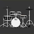5 Piece Complete Drum Set With Snare Bass Drums Cymbals And Metal Stands