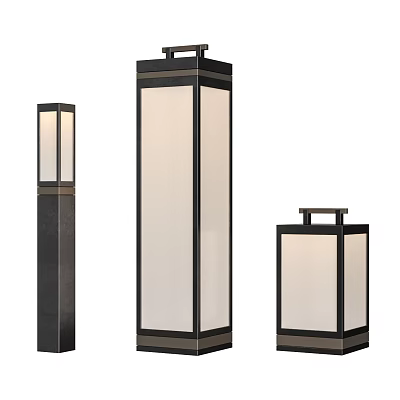 Contemporary Outdoor Lights With Sleek Metal Frame And Frosted Glass Panels Design 3d model