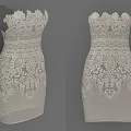 Elegant Strapless Lace Dress With Intricate Floral Patterns And Fitted Design
