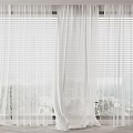 White Sheer Curtains Lightweight Transparent For Bright Room With Window Blinds 3d model