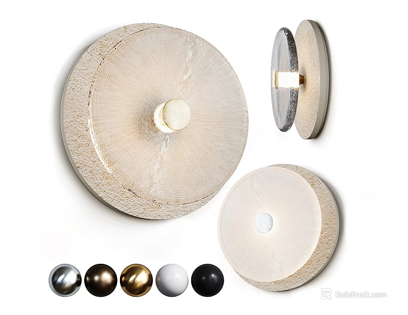 Modern Minimalist Round Wall Lamp With Textured Finish And Multiple Color Options 3d model 
