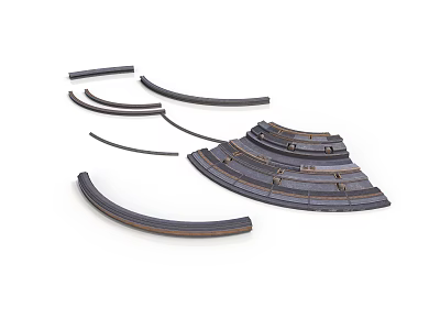 Model Train Tracks with Curved Rail Sections for Railway Layout Design 3d model