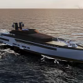 Luxury Yacht With Helicopter Sailing On Sea 3d model