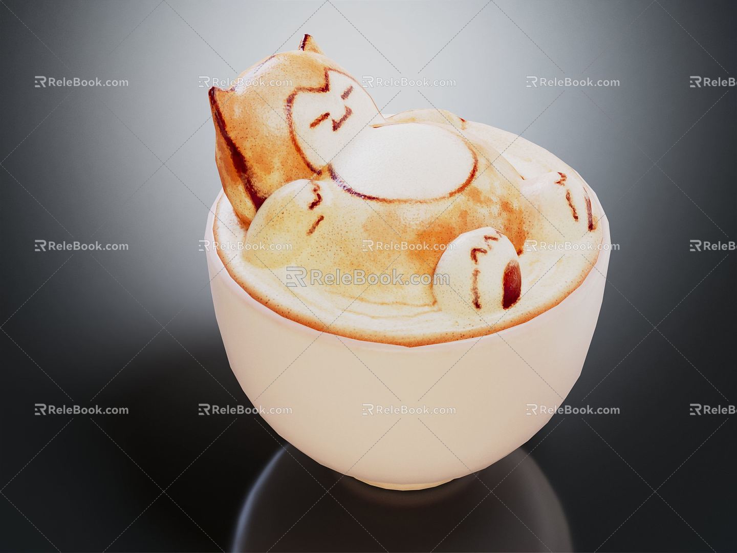 Modern coffee cappuccino cat coffee 3d model