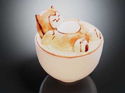 Modern coffee cappuccino cat coffee 3d model