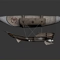 Steampunk Airship Design Featuring Cylindrical Hull Metallic Frame And Propeller Details