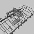 Space Station Frame Structure Floating In Starry Outer Space Background 3d model