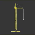 Yellow Tower Crane with Tall Lattice Structure for Construction Site Heavy Lifting Operations