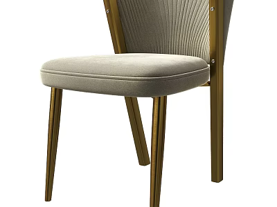 Upholstered Single Chair With Modern Design Textured Backrest And Wooden Legs 3d model