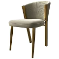 Upholstered Single Chair With Modern Design Textured Backrest And Wooden Legs