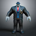 Game Movie Character In Striped Blue Suit With Red Tie And Gold Pocket Watch Chain