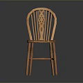 Elegant Wooden Single Chair With Intricate Carved Backrest And Upholstered Seat