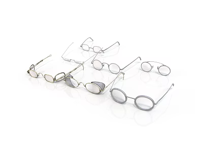 Assorted Stylish Eyeglasses With Various Frame Styles And Round Lenses 3d model