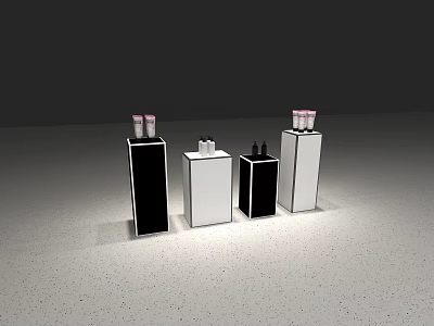 Modern Black And White Display Shelves With Minimalist Design And Different Sizes 3d model