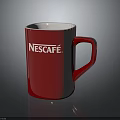 Red Nescafe Coffee Mug With White Interior For Daily Coffee Use 3d model