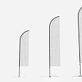 Curved Feather Flags With Different Height Sizes And Number Labels 3d model