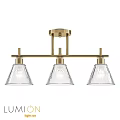 Brass Ceiling Light With Three Transparent Glass Shades And Modern Design