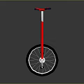 Red Unicycle With Black Wheel White Frame And Red Handlebar Modern Design