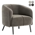 Light Beige Fabric Accent Chair With Curved Arms Stitched Details And Black Slim Legs