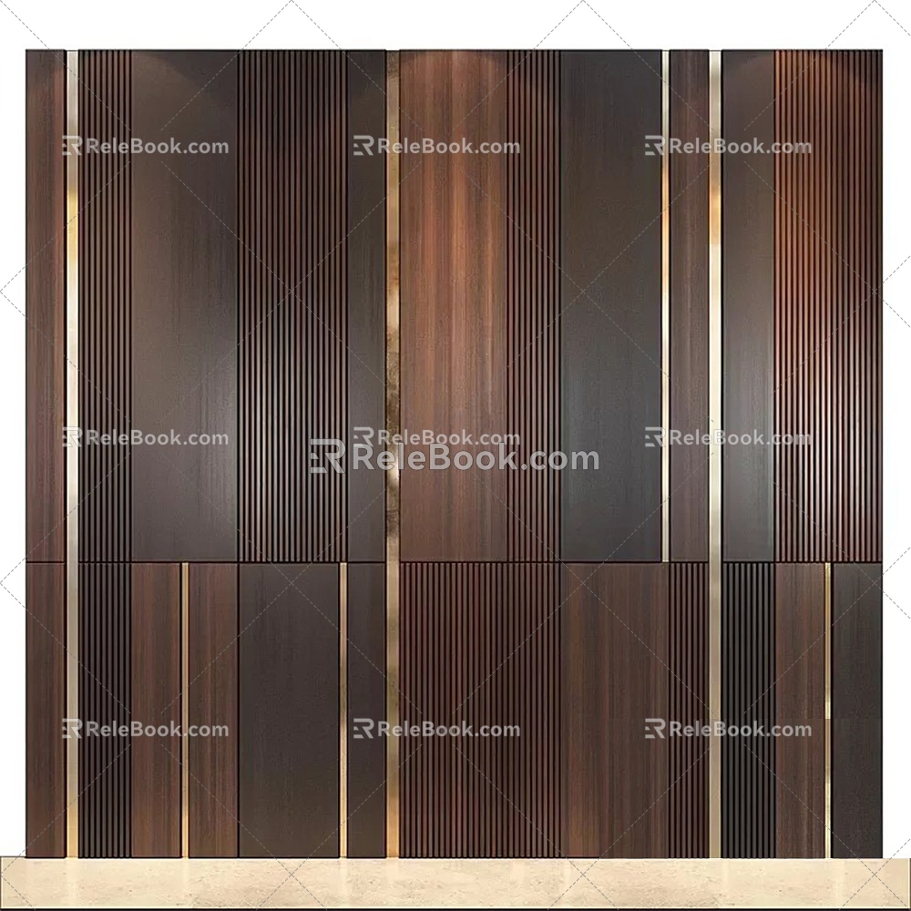 Wooden metal wall panel 3d model