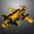 Yellow Sci Fi Spacecraft Model with Detailed Wing And Engine Design 3d model