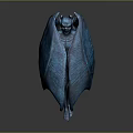 Horned Demonic Character With Large Blue Wings And Mystical Features