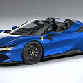 Blue Ferrari Convertible Sports Car With Sleek Exterior And Black Wheels Open Top