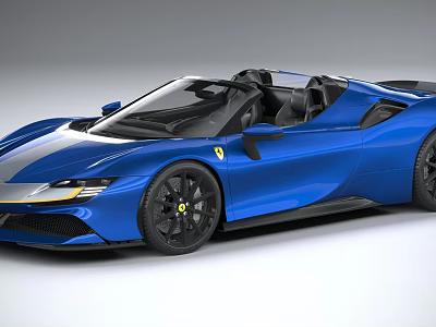 Blue Ferrari Convertible Sports Car With Sleek Exterior And Black Wheels Open Top 3d model