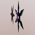 Two Star Shaped Shuriken Sports Equipment with Colorful Gradient and Black Design