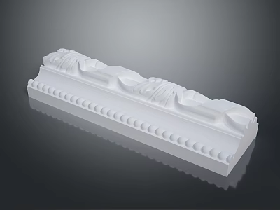 Decorative Architectural Component with Intricate Carved Patterns and White Finish 3d model