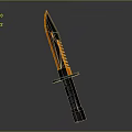 Modern Tactical Knife Featuring Black And Orange Serrated Blade And Grip Handle
