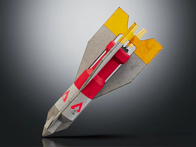 Arrow Weapon With Yellow Red Accents Pointed Tip And Decorative Design 3d model