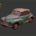 Vintage Green Convertible Car With Canvas Top And Classic Design Elements