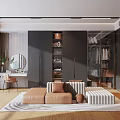 Modern Walk in Closet Interior Design With Storage Cabinets Seating And Mirror
