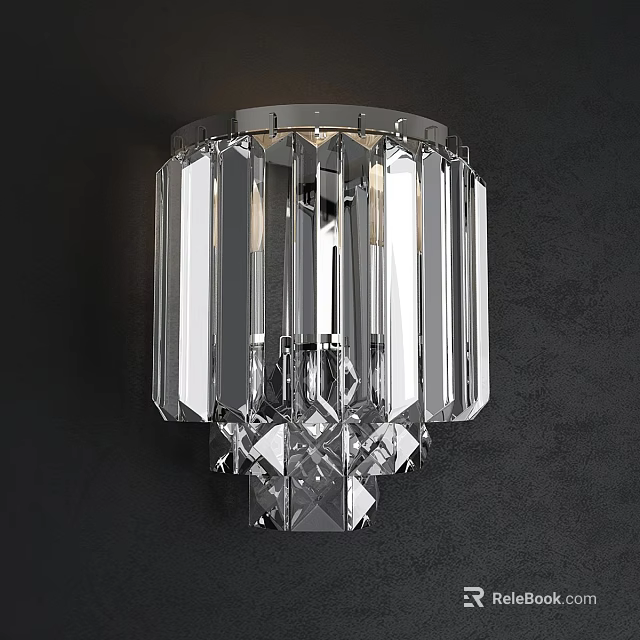 Modern Elegant Crystal Wall Lamp With Transparent Columns And Decorative Design 3d model 