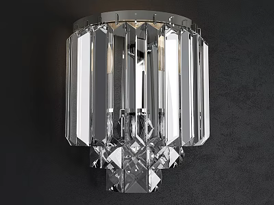 Modern Elegant Crystal Wall Lamp With Transparent Columns And Decorative Design 3d model