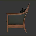 Traditional Wooden Chair With Intricate Carved Backrest And Black Cushioned Seat