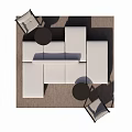 Modern Leisure Sofa Set With Modular Design Coffee Tables And Accent Chairs 3d model