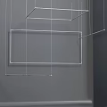 Modern Linear Chandelier Design With Hanging LED Lights And Architectural Lines