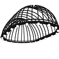 Modern Black Metal Dome Shaped Chandelier with Decorative White Beads and Intricate Frame Design