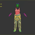 Practical Workwear Outfit With White Tank Top Teal Pants Yellow Tool Belt Goggles And Gloves