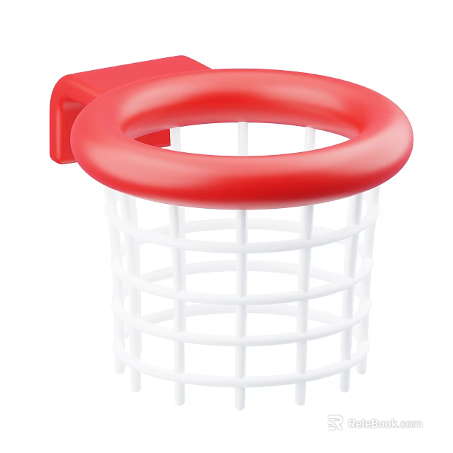 Durable Red Basketball Rim with White Net Sports Equipment for Training 3d model 