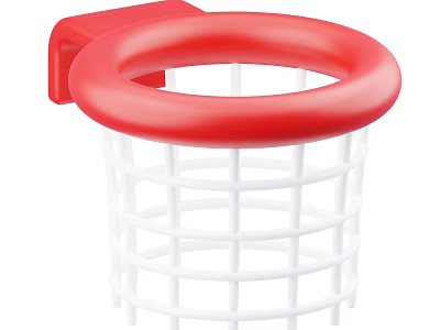Durable Red Basketball Rim with White Net Sports Equipment for Training 3d model