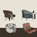 Stylish Single Sofa With Multiple Modern Styles Colorful Upholstery And Decorative Blankets