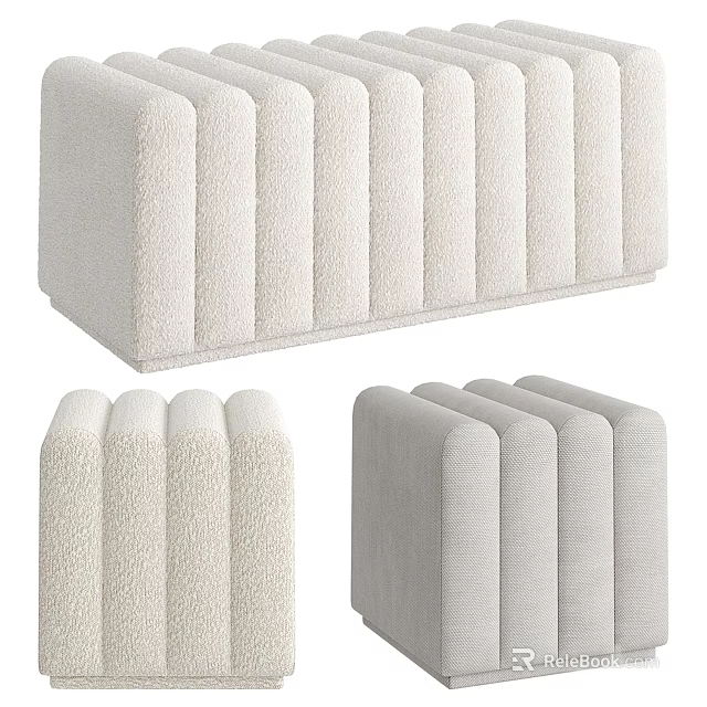 Modern Single Chair Featuring Plush Vertical Striped Fabric In Multiple Angles 3d model 