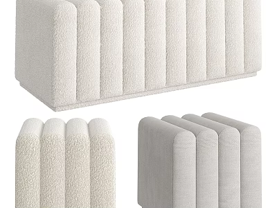 Modern Single Chair Featuring Plush Vertical Striped Fabric In Multiple Angles 3d model