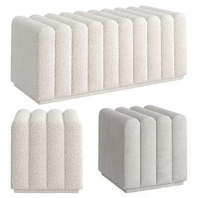 Modern Single Chair Featuring Plush Vertical Striped Fabric In Multiple Angles 3d model